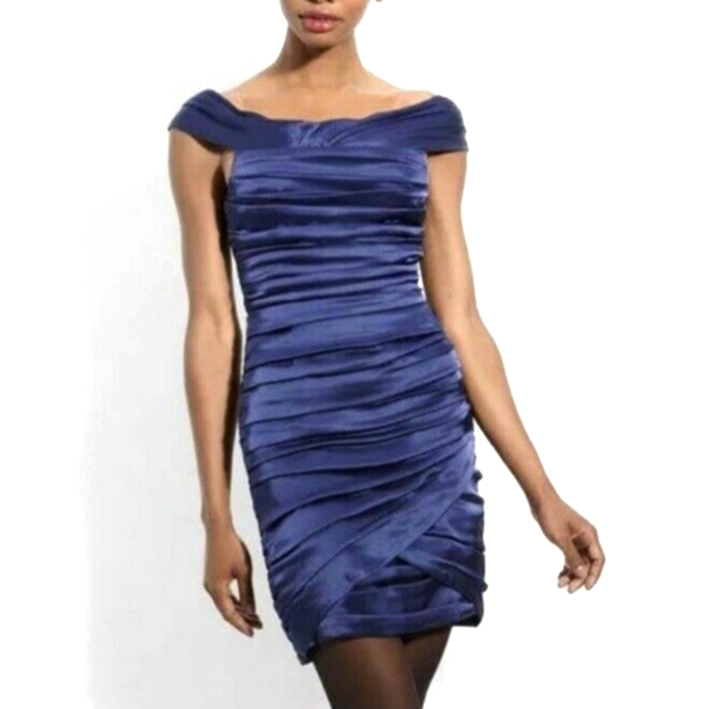 Alice + Olivia Silk Satin Sapphire Wiggle Bandage Dress - Cocktail Party